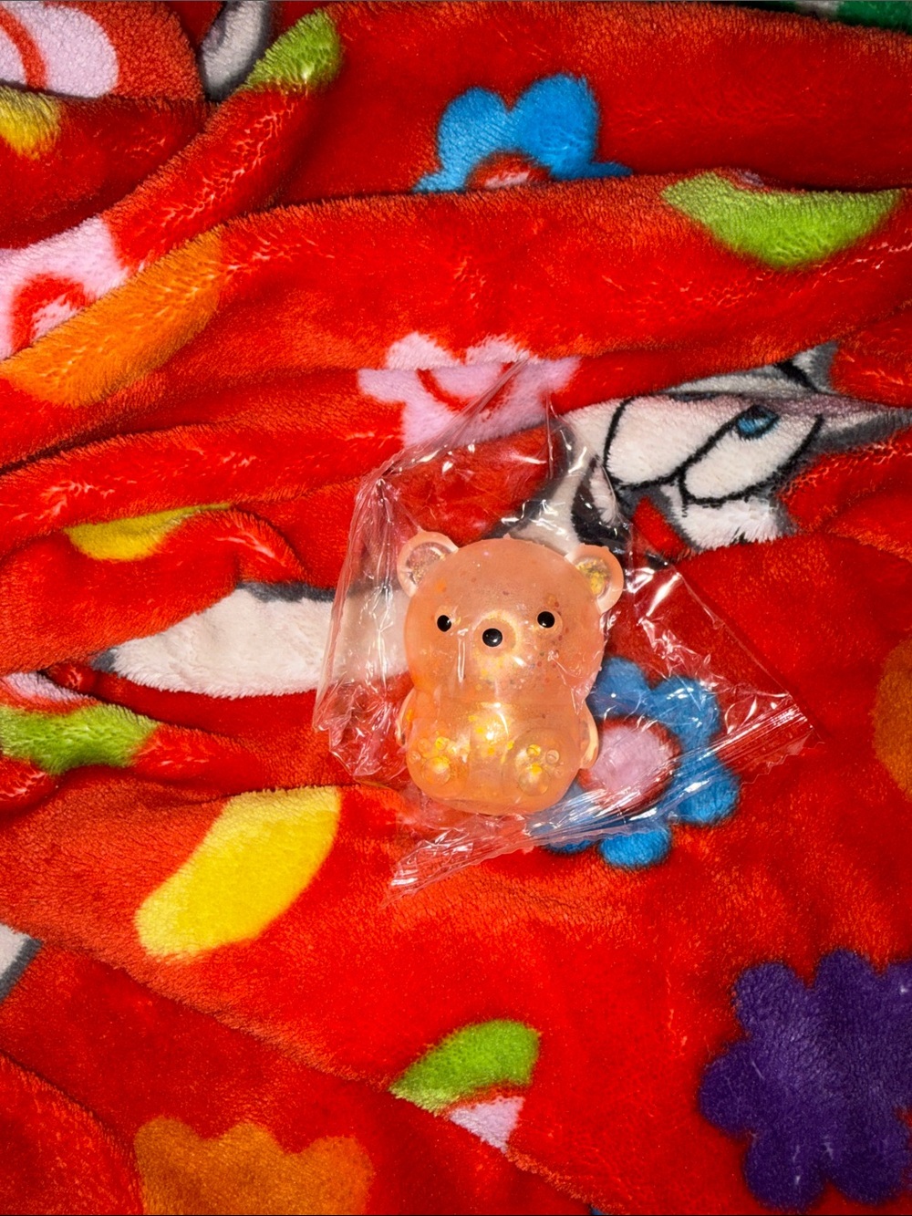 Squishy bear viral Figurine fidget toy- orange sparkle 2 inch NEW QUICK SHIP